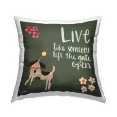Stupell Industries Green Calligraphy Pet Lover Phrase Playing Dog Throw Pillow, 18" x 18"