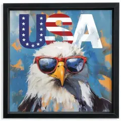 16" x 16" Patriotic Bald Eagle Framed Print Black Frame