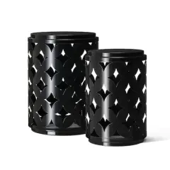 Glitzhome&reg; Modern Heavy Duty Metal Frame Side Table Set Black