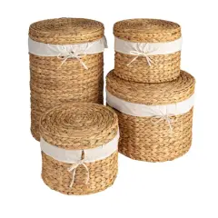 Hello Honey&reg; Natural Brown Serene Hyacinth Basket Set with Lids