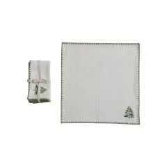 Hello Honey&reg; Natural & Green Embroidered Tree Cotton Napkins, 4ct.
