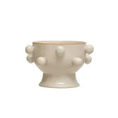 Hello Honey&reg; 9" Speckled Cream Round Stoneware Planter with Orbs