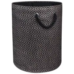DII&reg; Medium Diamond Weave Round Paper Storage Basket Stone/Black