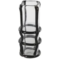 Black Recycled Glass Vase with Glass Framing