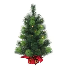 2ft. Pre-Lit Artificial Christmas Tree in Red Fabric Base, Warm White LED Lights