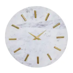 CosmoLiving by Cosmopolitan White Marble Contemporary Wall Clock, 15" x 15" x 1"