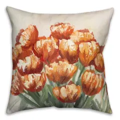 Orange Fall Flowers Throw Pillow