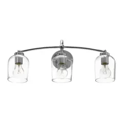Hello Honey&reg; Robert Stevenson Lighting Adrian Metal & Clear Glass 3-Light Vanity Chrome