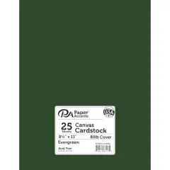 PA Paper&trade; Accents 8.5" x 11" 80lb. Canvas Cardstock Paper, 25 Sheets Evergreen