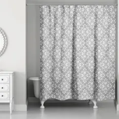 Leafy Medallions Shower Curtain Gray