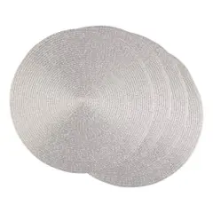 DII&reg; Metallic Silver Round Polypropylene Woven Placemat (Set of 4)