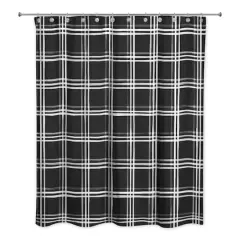 Plaid Shower Curtain Black