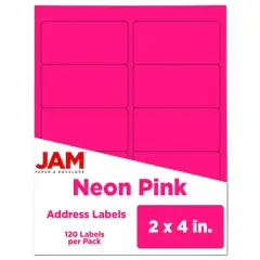 JAM Paper Standard Address Labels, 120ct. Neon Fluorescent Pink