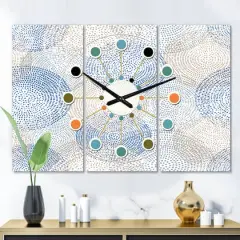 Designart Abstract Retro Design I Oversized Mid-Century Modern Multipanel Wall Clock