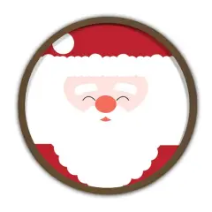 Santa Face Round Wall Art in Brown Frame
