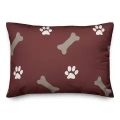 Bones & Paws Indoor/Outdoor Lumbar Throw Pillow Red
