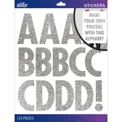 Sticko&reg; Silver Glitter Futura XL Alphabet Stickers