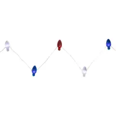 20ct. Patriotic Americana Retro Style Bulb LED Fairy Lights