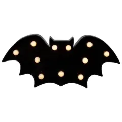 12" Lighted Black Bat Halloween Marquee Decoration