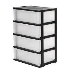 IRIS&reg; 30.5" Black & Clear 4-Drawer Chest