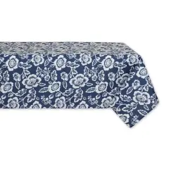 Nautical BlueFloral Print Outdoor Tablecloth, 60" x 84"