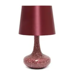 Simple Designs 14" Mosaic Glass Genie Table Lamp with Fabric Shade Red
