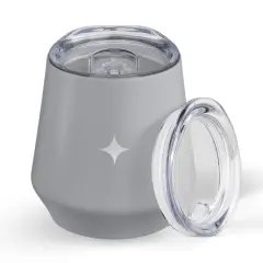 JoyJolt&reg; 12oz. Vacuum Insulated Stemless Wine Tumbler with Lid Gray