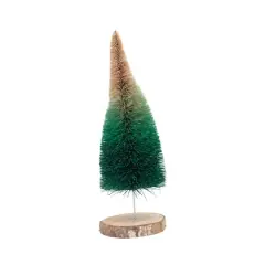Hello Honey&reg; Green Ombre Bottle Brush Tree with Wood Base