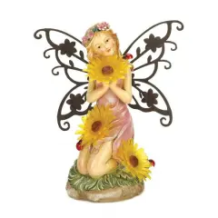 11.5" Garden Blooms Fairy Solar Statue
