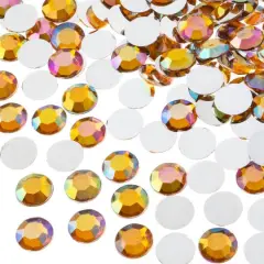John Bead Acrylic Round Flat Back Rhinestones, 10mm Gold AB
