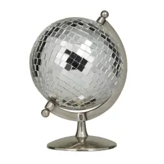 Silver Stainless Steel Glam Globe, 8" x 7" x 10"