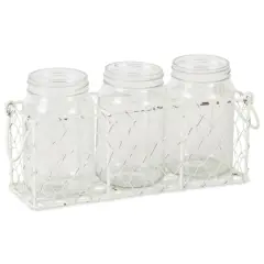 Antique White Flatware Caddy With Clear Jars