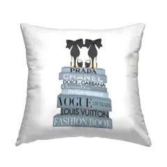 Stupell Industries Blue Fashion Bookstack Glam Black Heels Throw Pillow, 18" x 18"