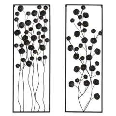 42" Black Metal Farmhouse Floral Wall D&eacute;cor Set