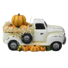 11.25" Truck with Pumpkins & Hay Tabletop D&eacute;cor