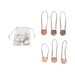 Hello Honey&reg; Antique Copper Holiday Sentiments Metal Bottle Tags with Leather Ties, 6ct.