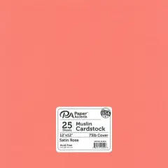PA Paper&trade; Accents 12" x 12" Muslin 73lb. Cardstock, 25 Sheets Satin Rose