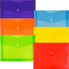 JAM Paper 9.75" x 13" Assorted Plastic Hook & Loop Closure Envelopes, 6ct.