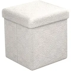 Sorbus Teddy Storage Ottoman Cube White