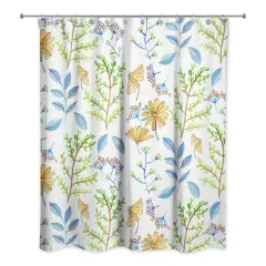 Spring Flowers Shower Curtain White