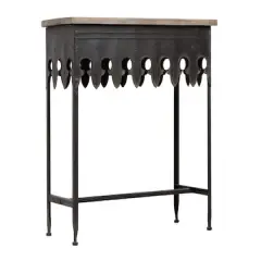 Hello Honey&reg; 36" Rustic Farmhouse Metal Console Table with Solid Wood Top Distressed Gray