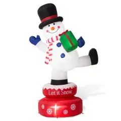Glitzhome&reg; 6ft. Lighted Inflatable Rotating Snowman D&eacute;cor
