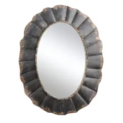 Hello Honey&reg; 31" Black Oval Scalloped Metal Mirror