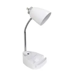 LimeLights 18.5" Gooseneck Desk Lamp with Tablet Stand and USB Port White