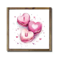 9.5" I Heart U Macaroons Framed Wood Plaque