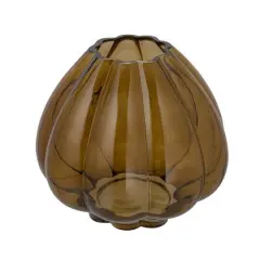 Hello Honey&reg; 9.75" Brown Round Fluted Glass Vase