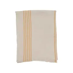 Hello Honey&reg; White & Yellow Stitched Double Cloth Cotton Throw with Frayed Edges