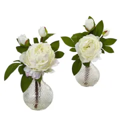 11.5" Peony in Textured Vase, 2ct.