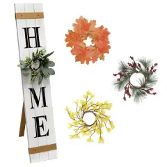 Elegant Designs&trade; 3.5ft. White Wash Home Porch Sign with 4 Floral Wreaths