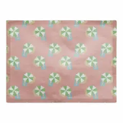Umbrella Pattern Cotton Twill Placemat Pink and Green